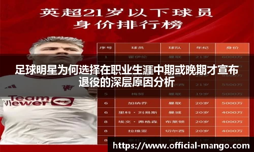 足球明星为何选择在职业生涯中期或晚期才宣布退役的深层原因分析
